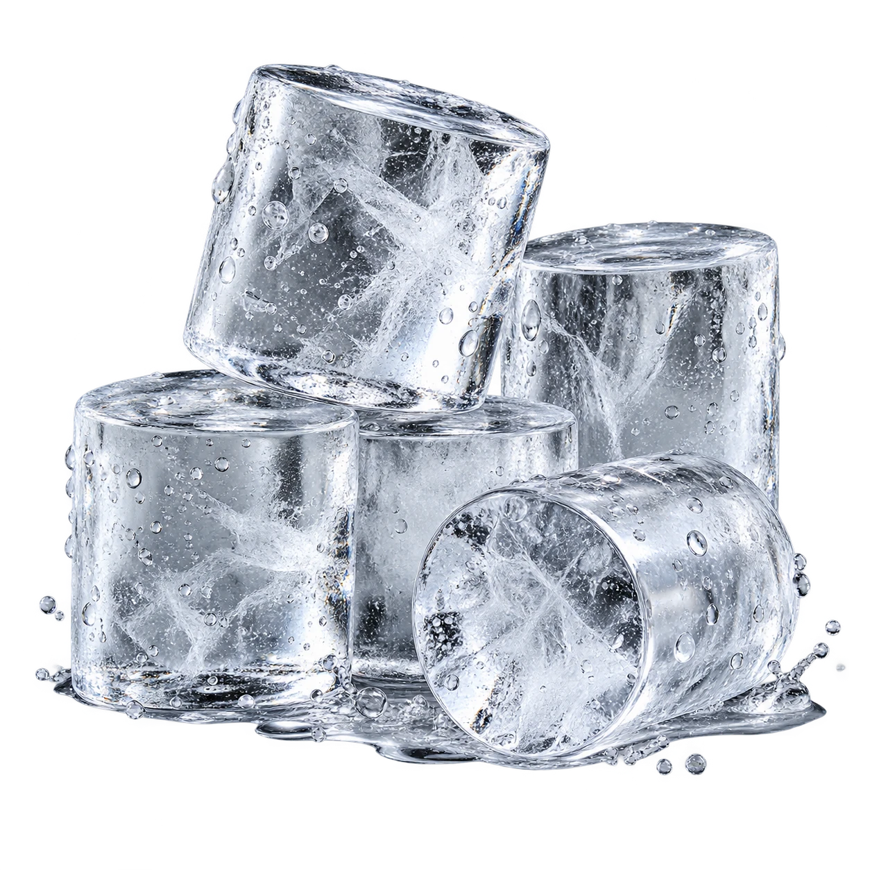 Piezas de hielo cilíndrico sólido con extremos redondos completos, sin hueco central