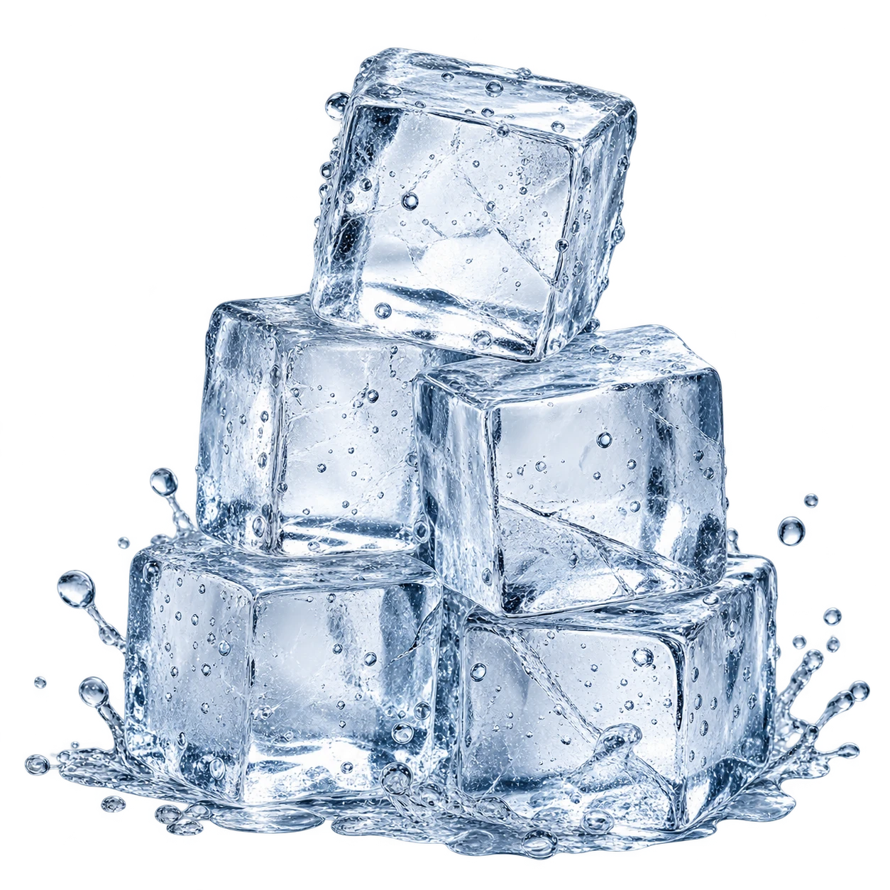 Cubos de hielo de forma cuadrada, con caras planas y aristas rectas